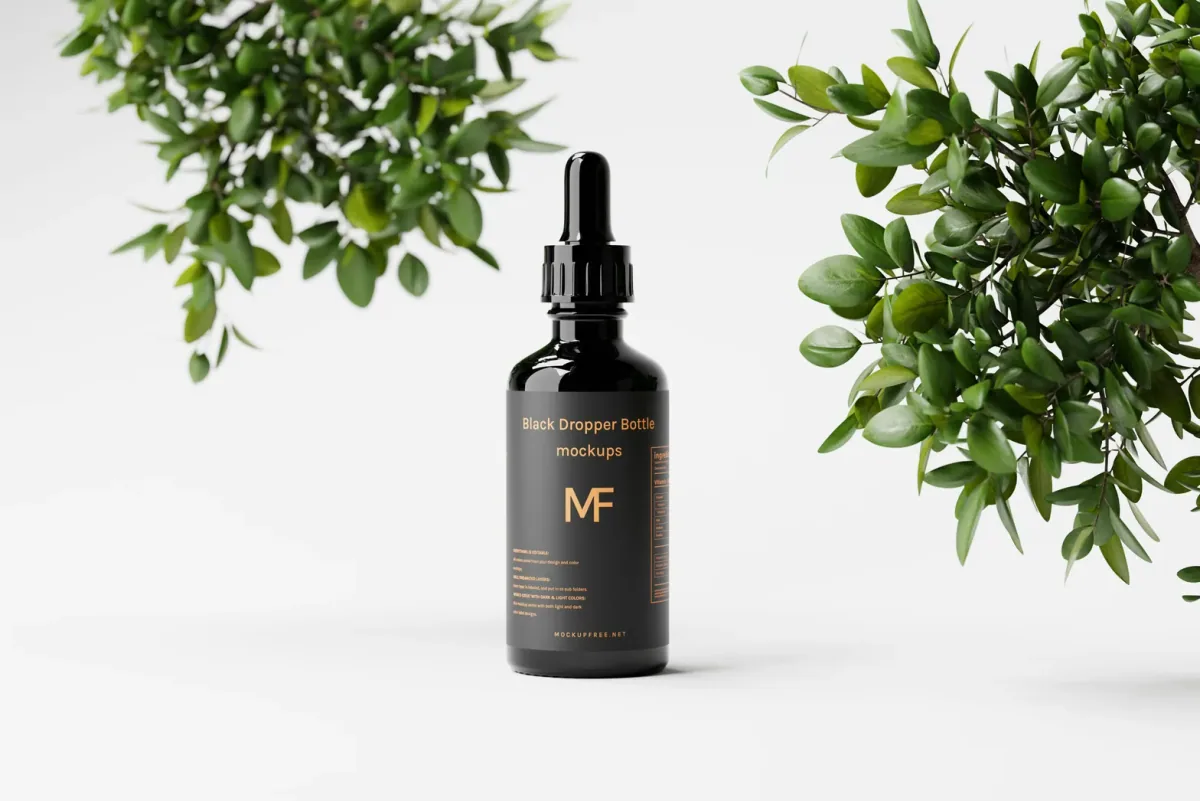 Laurelcrest black dropper bottle product mockup
